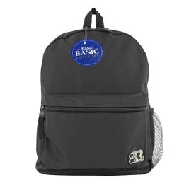 12 Wholesale 16" Black Basic Backpack