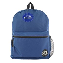 12 Wholesale 16" Blue Basic Backpack