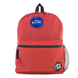12 pieces 16" Red Basic Backpack - Backpacks 16"