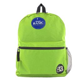 12 Wholesale 16" Lime Green Basic Backpack