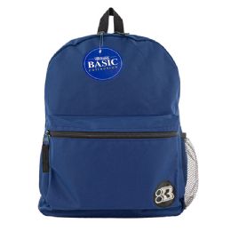 12 Wholesale 16" Navy Blue Basic Backpack