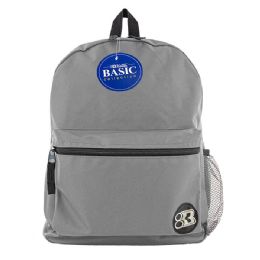 12 Wholesale 16" Gray Basic Backpack