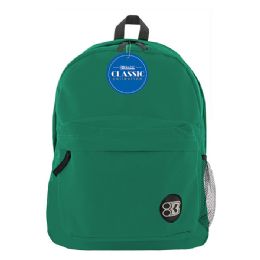 12 Wholesale 17" Green Classic Backpack