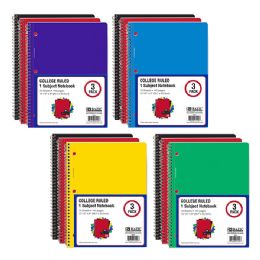 8 Wholesale C/r 70 Ct. 1-Subject Spiral Notebook (3/pack)