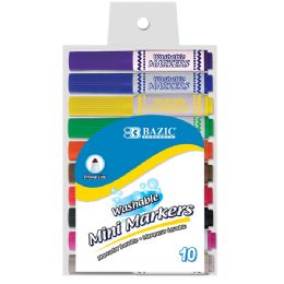 24 Wholesale 10 Colors Broad Line Mini Washable Markers
