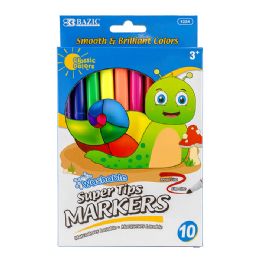 24 Wholesale 10 Colors Super Tip Washable Markers