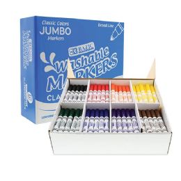 6 Wholesale 8 Colors Broad Line Jumbo Washable Markers Classroom Pack (200 Ct)