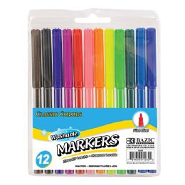 24 pieces 12 Classic Colors Fine Line Washable Markers - Markers