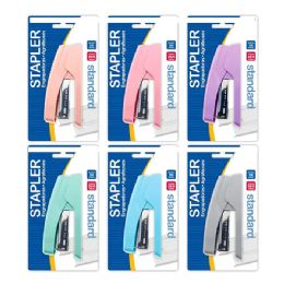 144 Wholesale Pastel Color Standard 26/6 Stapler