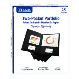 5 Wholesale Premium Black Color 2-Pocket Portfolio (25/box)