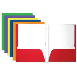 100 Wholesale Asst. Color 2-Pocket Portfolios W/ 3-Prong Fastener