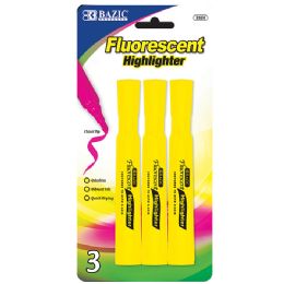 24 pieces Yellow Desk Style Fluorescent Highlighter (3/pack) - Highlighter