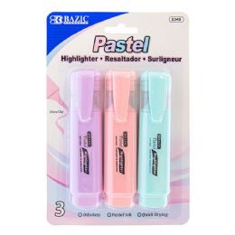 24 Wholesale Pastel Highlighter W/ Pocket Clip (3/pack)