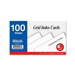 36 Bulk 100 Ct. 3" X 5" Quad Ruled 4-1" White Index Card
