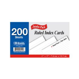36 Bulk 200 Ct. 3" X 5" Ruled White Index Card