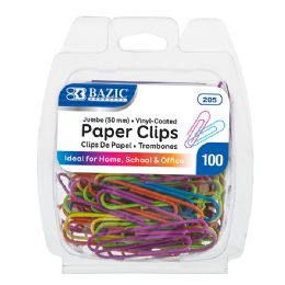 24 Wholesale Jumbo (50mm) Color Paper Clips (100/pack)