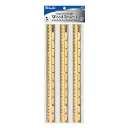 24 Wholesale 12" (30cm) Wooden Ruler (3/pack)