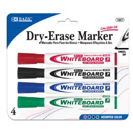 24 Wholesale Assorted Colors Chisel Tip DrY-Erase Markers (4/pack)