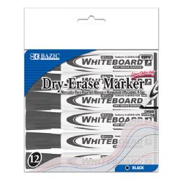 12 Wholesale Black Chisel Tip DrY-Erase Markers (12/box)