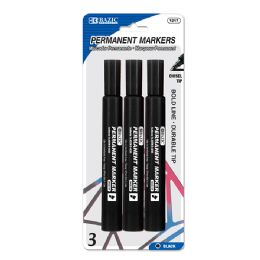 24 pieces Black Chisel Tip Jumbo Permanent Markers (3/pack) - Markers