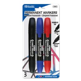 24 pieces Assorted Colors DoublE-Tip Permanent Markers (3/pack) - Markers