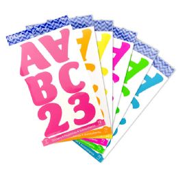 24 pieces 2" Fluorescent Color Alphabet & Numbers Stickers (72/pack) - Stickers