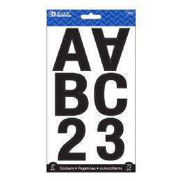 24 Bulk 2" Black Color Alphabet & Numbers Stickers (72/pack)