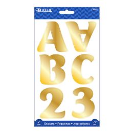 24 pieces 2" Gold Metallic Color Alphabet & Numbers Stickers (72/pack) - Stickers