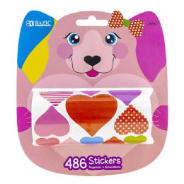 24 Wholesale Heart Sticker Rolls (486/roll)
