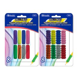 24 Wholesale Assorted Color & Shape Foam Pencil / Pen Grip (8/pack)