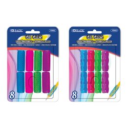 24 Wholesale Assorted Color & Shape Gel Pencil / Pen Grip (8/pack)