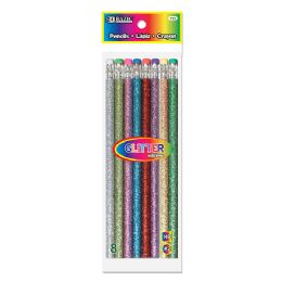 24 Wholesale Metallic Glitter Wood Pencil W/ Eraser (8/pack)