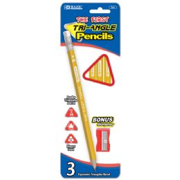 24 Wholesale 3 #2 The First Triangle Jumbo Yellow Pencil W/ Sharpener