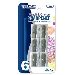24 Wholesale Single Hole Metal Pencil Sharpener (6/pack)