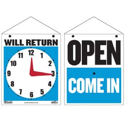 24 pieces 7.5" X 9" "will Return" Clock Sign W/ "open" Sign On Back - Sign