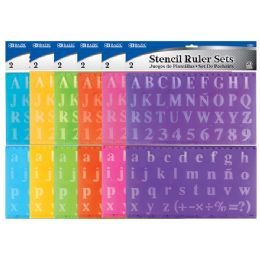 24 Wholesale 20mm Size Lettering Stencil Ruler Sets (2/pack)