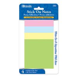 24 pieces 50 Ct. 3" X 3" Stick On Notes (4/pack) - Sticky Note & Notepads