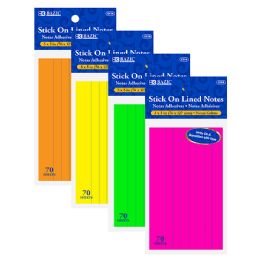 24 Wholesale 70 Ct. 3" X 5" Neon Lined Stick On Notes