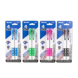 24 Wholesale Orion White Top 4-Color Pen W/ Cushion Grip (2/pack)
