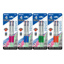 24 Bulk Silver Top 4-Color Pen W/ Cushion Grip (2/pack)