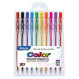 24 Wholesale 10 Color Retractable Pen