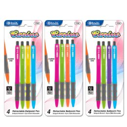 24 pieces Carino Retractable Pen W/ Cushion Grip (4/pack) - Pens & Pencils