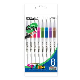 24 Bulk 8 Color Prima Stick Pen W/ Cushion Grip