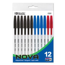 24 Wholesale Nova Assorted Color Stick Pen (12/pack)