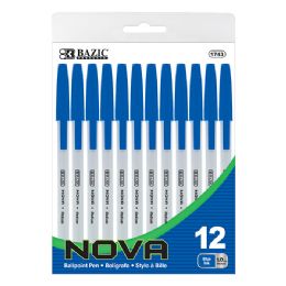 24 Wholesale Nova Blue Color Stick Pen (12/pack)