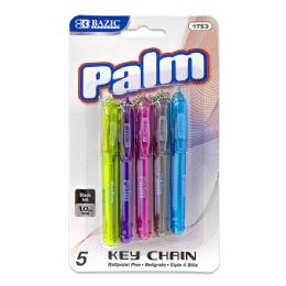 24 Bulk Palm Mini Ballpoint Pen W/ Key Ring (5/pack)