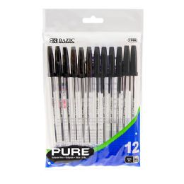 24 pieces Pure Black Stick Pen (12/pack) - Pens & Pencils