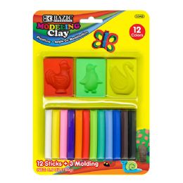 24 of 5.64 Oz (160g) 12 Color Modeling Clay Sticks + 3 Molding