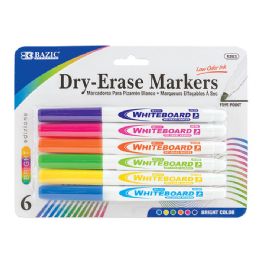 12 Wholesale Bright Colors Fine Tip DrY-Erase Markers (6/pack)