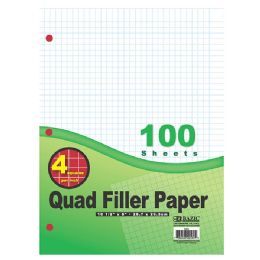 36 Wholesale 100 Ct. 4-1" QuaD-Ruled Filler Paper